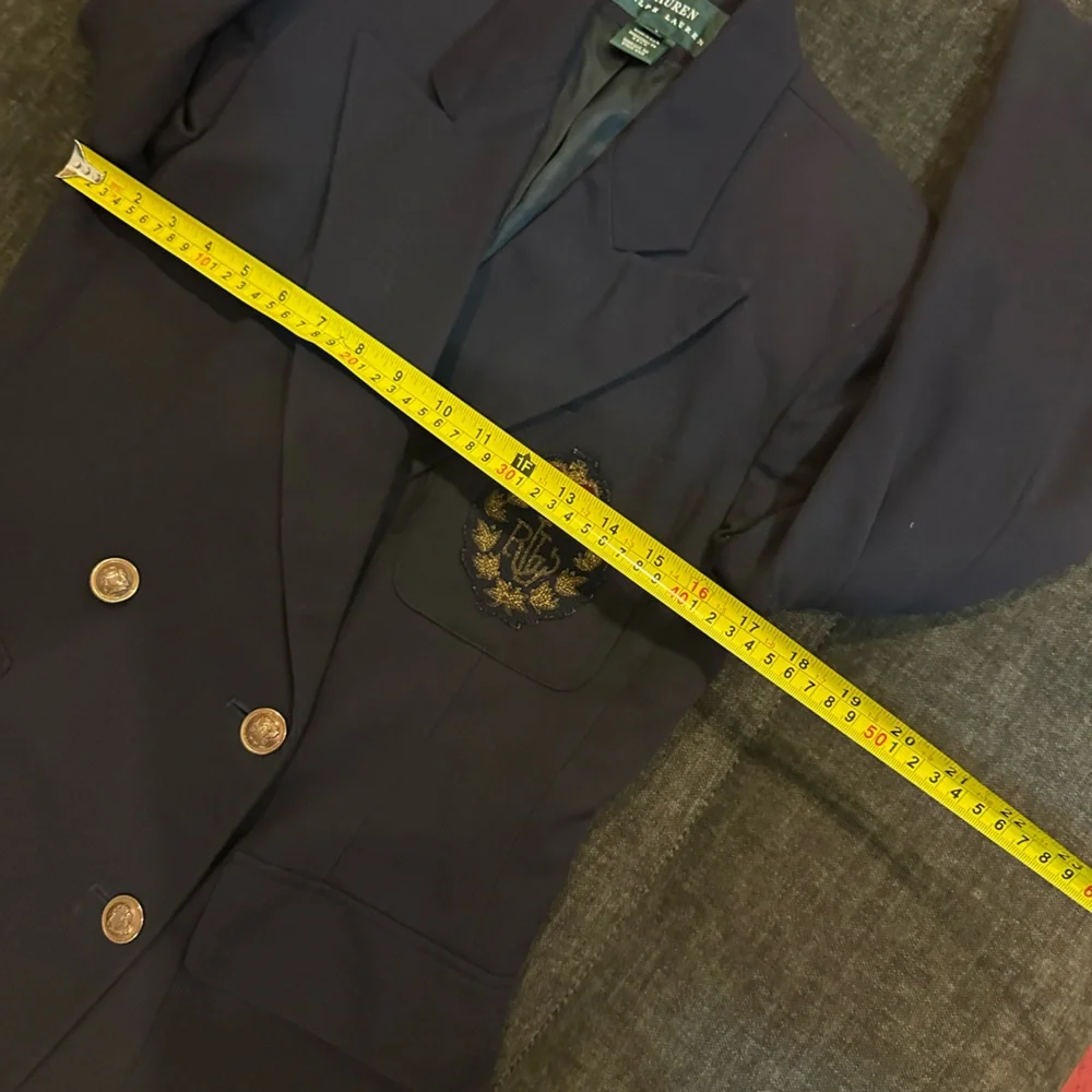 Vintage Ralph Lauren Navy Double-Breasted Wool Blazer Size Medium - Picture 11 of 16